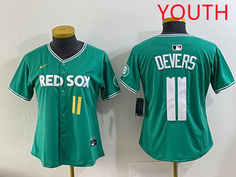 Youth 2025 Boston Red Sox #11 Devers Dark Green Joint Name Nike MLB Jersey style 5